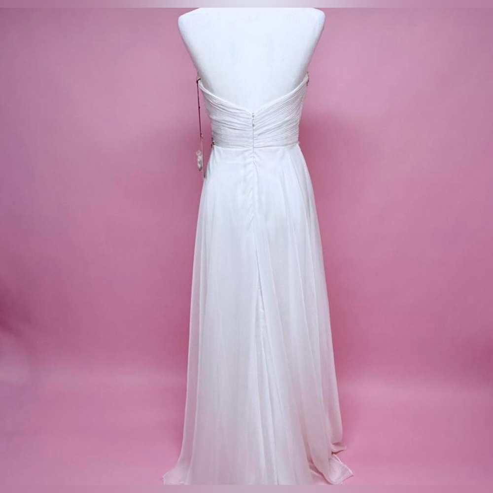 Mac Duggal White Strapless Dress with Silver Embellishments - Picture 6 of 9